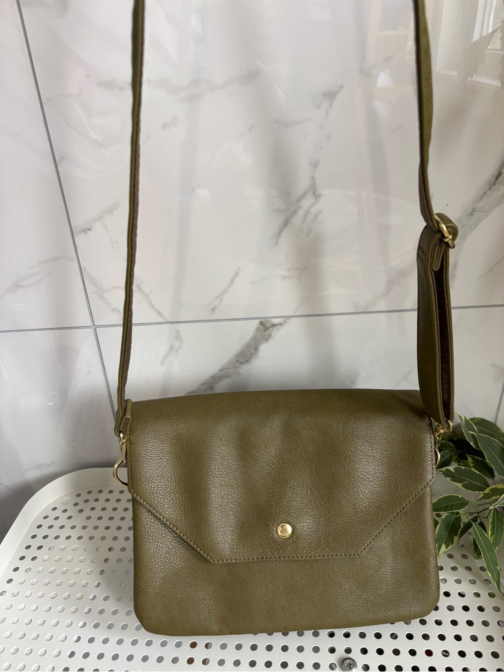 2/$15 Olive Green PU Crossbody Bag - Classic Womens Shoulder Purse
